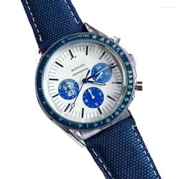 Wristwatches Top Men's Original Quartz Watch Canvas Strap Alloy Case Chronograph Sporty Waterproof Clock Wristwatch For Men