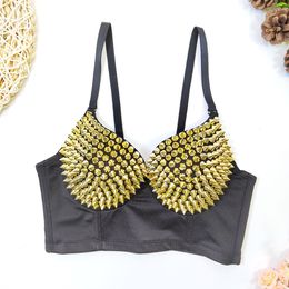 Women's Tanks Crop Top Studded Rivet Corset Bra Fashion Nightclub Coquette Clothing Rave Festival Bustier Female Summer Party Sleeveless Vests