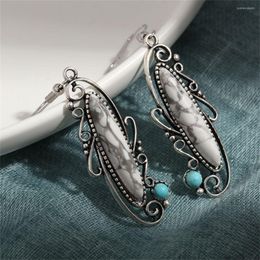 Dangle Earrings Ladies Girls Exaggerated Metal Jewellery Gifts Retro Turquoise Earring Long Swing Ear