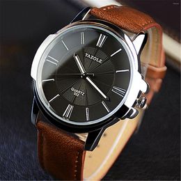 Wristwatches Men Blu-Ray Roman Numerals Quartz Analogue Wrist Watch Black Band Dial Faux Leather