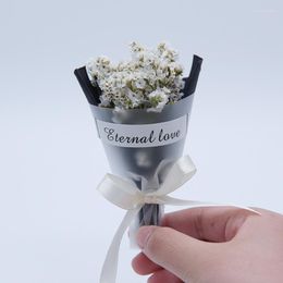 Decorative Flowers 4pcs Gift Box Scrapbooking Mini Carnation Paper Artificial Bouquet For Wedding Decoration DIY Wreath Craft Fake Flower