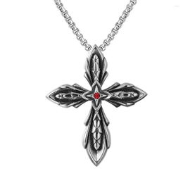 Pendant Necklaces Personalized Multi Layers Cross With Red Color Cubic Zironia For Women Stainless Steel Jewelry Birthday Gifts
