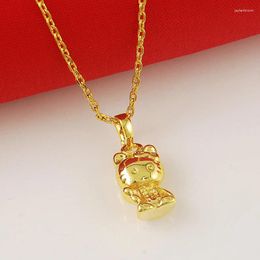 Pendant Necklaces Cute Kitten Necklace 24k Gold Plating For Girls Party Jewellery Gift