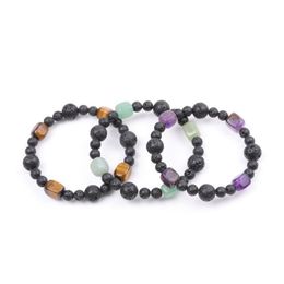 Charm Bracelets Reik Healing Natural Crystal Stone Bracelet Irregar Rock Gravel Amethyst Aventurine Tigers Eye Lava Bracelets Drop Del Dhf4Z