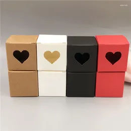 Gift Wrap 30Pcs/Lot 5x5x5cm Solid Candy Colours With Hollow Heart Paper Card Box For Cup Moon Cake Food Pudding Cookie Package Stand Up