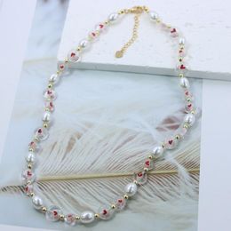 Pendant Necklaces Baroque Pearl Choker Necklace Natural Stone Freshwater Glaze Heart Light Luxury Fashion For Woman Gift Go To Beach