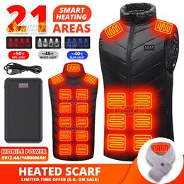 Men's Vests 21Area Self Heating Vest Four Switch Control Men USB Heated Jacket Women Electric Heated Clothing Configure 5V16000mAh Battery 231116