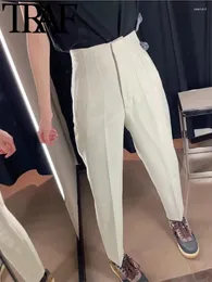 Women's Pants 2023 Women Fashion With Seam Detail Office Suit Vintage High Waist Zipper Female Ankle Elegant Chic Trouser Mujer