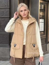 Women's Vests 2023 Winter Hooded Vest Coat Women Thicken Warm Autumn Sleeveless Jacket Female Zipper Loose Down Cotton White Black