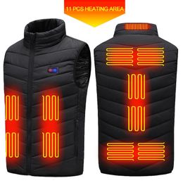 Men's Vests Black S-6XL 2-11 zone Heated Vest Men Women Usb Heated Jacket Heating Vest Thermal Clothing Hunting Vest Winter Heating Jacket 231116