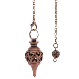 Pendant Necklaces Round Copper Metal Pendulum For Dowsing Divination Spiritual Hollow Cage Pendulums Healing Chakra Scrying Dower Pendulos