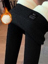 Women's Leggings FANS Stretch Skinny Warm Thick Women Fleece 2023 Winter Embroidered Pencil Pant Faux Lambswool Tights Legging