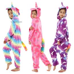 Pijamas meninas unicórnio pijamas animais onesie com capuz macacões crianças meninos conjuntos raposa kigurumi pijamas pizama 231115