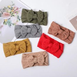 Hair Accessories Wholesale Baby Headband Oversized DIY Double Bow Cotton Hairloop Hairrope Born Elastic Hairband Band Knitted