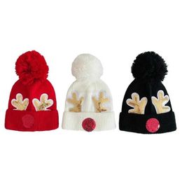 Caps Hats Kids Baby Woolen Hat Sequins Antler Patterns Knitted Hat Santa Christmas Beanie Autumn Winter for Newborn Girls Boys Baby HatsL2402