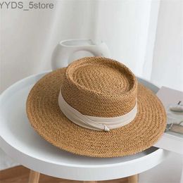 Wide Brim Hats Bucket Hats Raffia Str Hats for Women Summer Wide Brim Chapeau Women's Sun Hats Ribbon Boater Panama Beach Cap Femme Feminino Caps YQ231116
