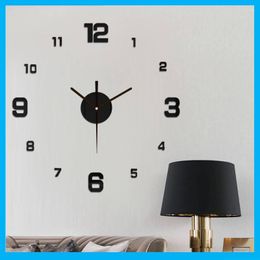 Wall Clocks 3D Digital Clock Luminous Frameless Stickers Silent For Home Living Room Office Bedroom Decor