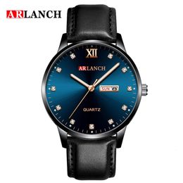 Wristwatches Creative Deisgn Blue Gradient Color Men's Watch Simple Fashion Multifunction Calender Waterproof Leather Band Wristwatch Casual 231115