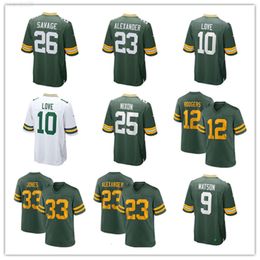 Football Jersey custom 9 Christian Watson 12 Rodgers 33 Aaron Jones 28 Dillon 10 Love 18 Randall Cobb 7 Quay Walker 4 Brett Favre