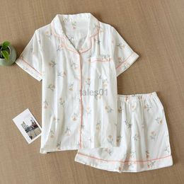 Women's Sleep Lounge 100% Cotton Yarn Summer Women Pyjamas Thin Section Short-Sleeved Floral Print Pyjamas Homewear Ladies Pyjamas Women Sleepwear zln231116