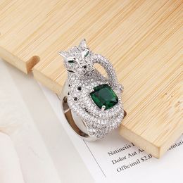 fine silver 18k gold stones plating wide wedding engagement rings for women Luxury leopard diamond ring size5 6 7 8 9 men Christmas Party gifts girls Bridal Christmas