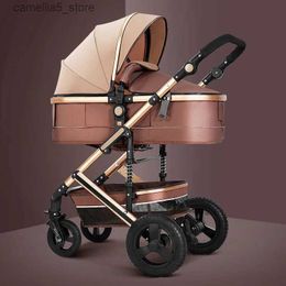 Strollers# New Luxury Baby Stroller Portable pushchair High Landscape Reversible Stroller Four wheels Strollers Travel Pram baby carriage Q231116