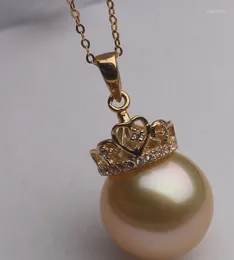 Chains 18K Gold Crown Seawater Pearl Pendant 12-13mm Nanyang White CHE580