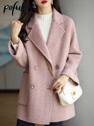 Women's Fur Faux Elegance Wool Coat Women In Autumn Winter Jacket Korean Style Coats Long Sleeve Jackets Office Lady Trench 231115