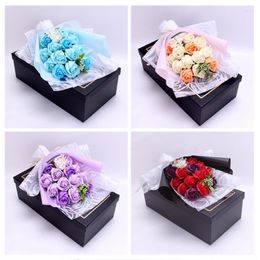 Decorative Flowers Valentine's Day Wedding Birthday Rose Bouquet Artificial Soap Gift Box Decoration