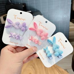 Hair Accessories 2PCS Set Colour Plastics Cartoon Simple Clip For Girl Children Cute Kawaii Pink Fashion Fairy Hairpin