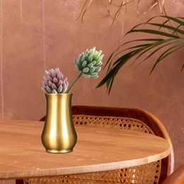 Vases Brass Vase Vintage Small 8.5cmx5.5cm Flower Pot Metal For Bedroom Shelf Dining Table Living Room Home Decor
