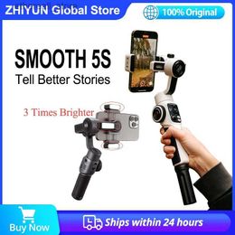 Stabilisers Zhiyun Smooth 5S Handheld Gimbal 3-Axis Stabiliser for Smartphone iPhone 14 13 12 Samsung VS OM 6 Q231116