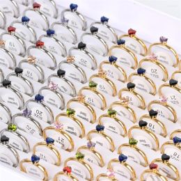 Wedding Rings 20Pcs/Lot Fashion Colorful Heart Love Stainless Steel For Women Mix Color Engagement Jewelry