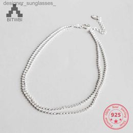 Anklets Summer Fashion 925 Sterling Silver Chain Anklets For Women Beach Party Beads Ankle Bracelet Foot Jewelry Girl Best GiftsL231116