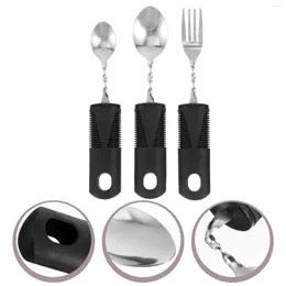 Dinnerware Sets Bendable Cutlery Portable Utensils Tableware Elderly Big Spoon Stainless Steel Parkinsons Meal Adults Adaptive