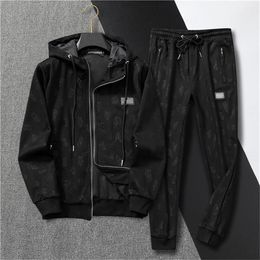 Long sleeve pants suit men 2023 spring and autumn new fashion brand men hooded leisure sports suit