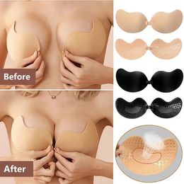 Bras Invisible Push Up Bra Backless Strapless Seamless Front Closure Bralette Underwear Women SelfAdhesive Silicone Sticky 231115