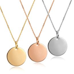 Stainless Steel Round Pendant Necklace Creative Blank DIY Necklace Fashion Jewellery Accessories Valentine's Day Gift LL