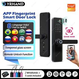 Smart Lock YRHAND Tuya wifi Smart Castle fechadura waterproof eletronica biometria Digital Electronic fingerprint Tuya Smart Door lockL231116