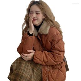 Women's Trench Coats Autumn Winter Cotton Jacket Women Loose Fur Collar Coat Pure Colour Thicken Outerwear Fashion Covered Button Overcoat