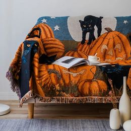 Blankets Halloween style tassel throw blanket for beds sofa towel single full cover sofa blanket winter picnic mat nordic tapestry XT05 231116