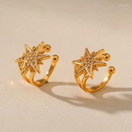Backs Earrings Fashion 18K Gold Plated Six Pointed Star Ear Bone Clip Zirconia No Piercing On Fro Women Trend Girls Jewelry