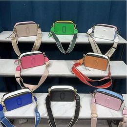 The Snapshot Camera Style Bag Leather Designer Bags Dual Top Zip Closure Crossbody Women Removable Adjustable Webbing Strap Shoulder Bag Purses