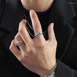 Cluster Rings Double-Layer Irregular Niche Minimalist Ring Cold Wind Simple And Versatile Titanium Steel Ins Fashion Personality Jewellery