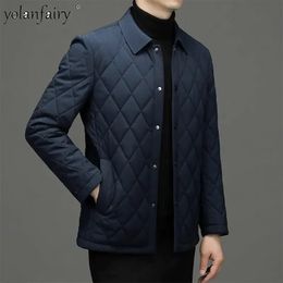 Men's Down Parkas 2023 Coat Men Winter Jackets Clothing Business Diamond Plaid Cotton Jacket Padded Thick Casacas Para Hombre 231116