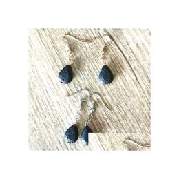 Dangle & Chandelier Water Drop Black Lava Stone Long Tassel Earrings Necklace Diy Aromatherapy Essential Oil Diffuser Dangle Dhgarden Dhzyu