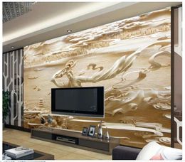 Wallpapers Home Decoration Wallpaper Modern 3d Wood Carving Classical Fairy Mural TV Backdrop Customized