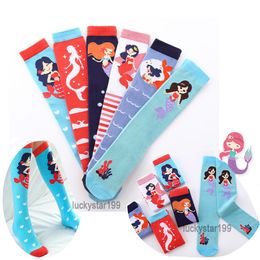 Girls Long Over Knee Sock Cartoon Unicorn or Mermaid Designer Cotton Stockings Fashion Kids Warmer Socks