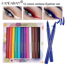 Eye Shadow/Liner Combination HANDAIYAN 12Color Liquid EyelinerPen Waterproof Easy To Wear Matte Long-lasting Cat Eye Makeup Colourful 231113