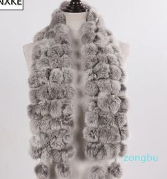 Scarves Women Winter Warm Real Rabbit Fur Scarf Natural Rabbit Fur Muffler Lady Genuine Fur Scarves Wholesale Retail
